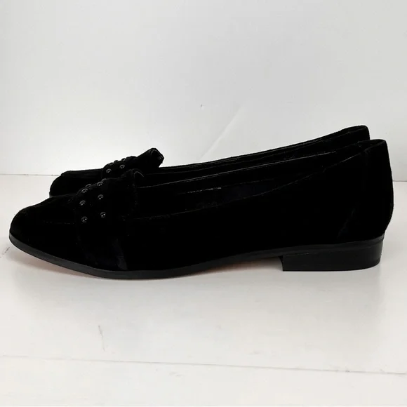 Anne Klein Shoe Size 9 Flat Loafer Black Suede Leather I-Flex AK7DYAMOND EUC - Picture 4 of 12